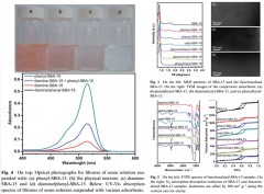 Cooperative adsorbent based on mesoporous SiO2 for organic pollutants in water